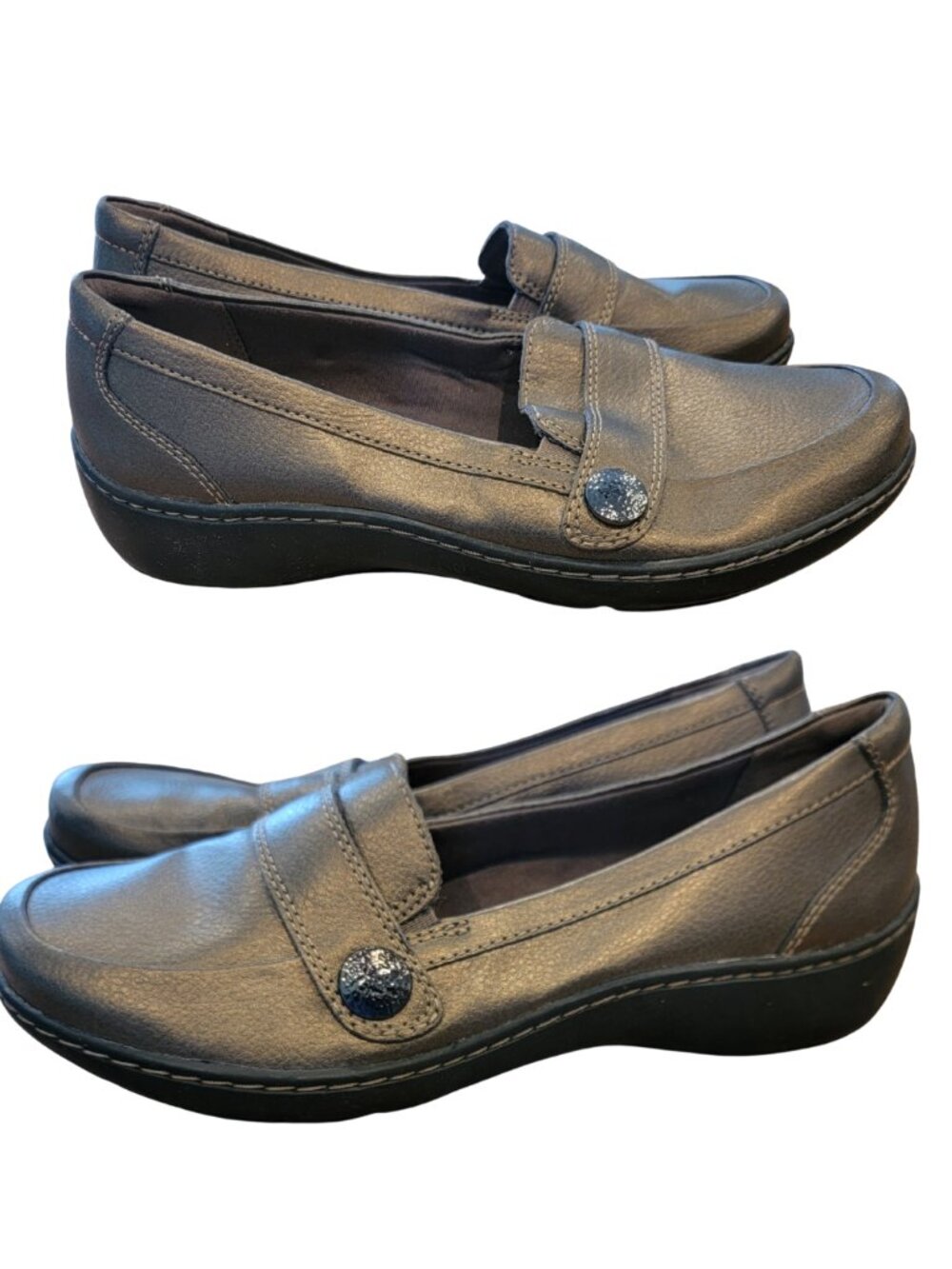 Clarks Cora Daisy Women's Loafers Bronze Metallic Leather